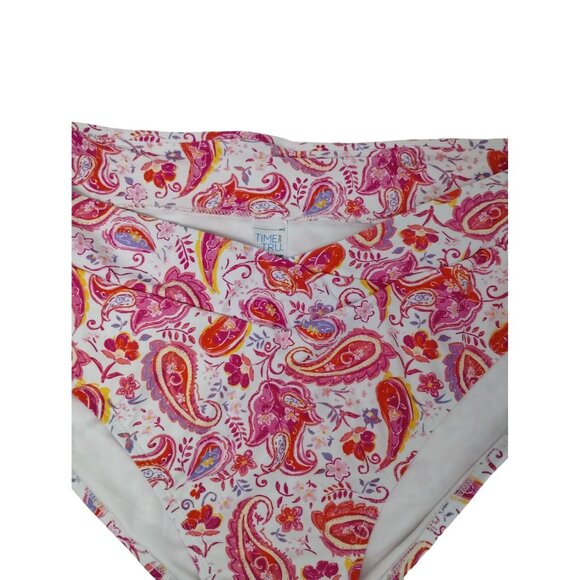 Time and Tru Womens 3XL Paint Me Paisley Mid Rise Bikini Bottoms Swim Low Front - Picture 4 of 6